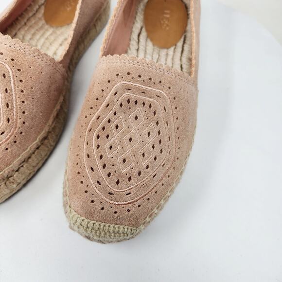 UGG Australia Heidi Espadrille Women 7 Pink Suntan Suede Geometric Perforated - Picture 5 of 14